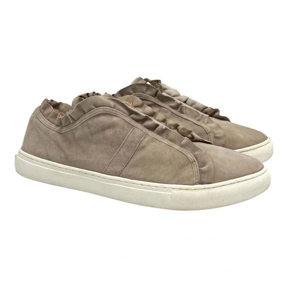 Kate Spade New York Lance Ruffle Trim Gray Taupe Slip On Sneakers Women’s 7